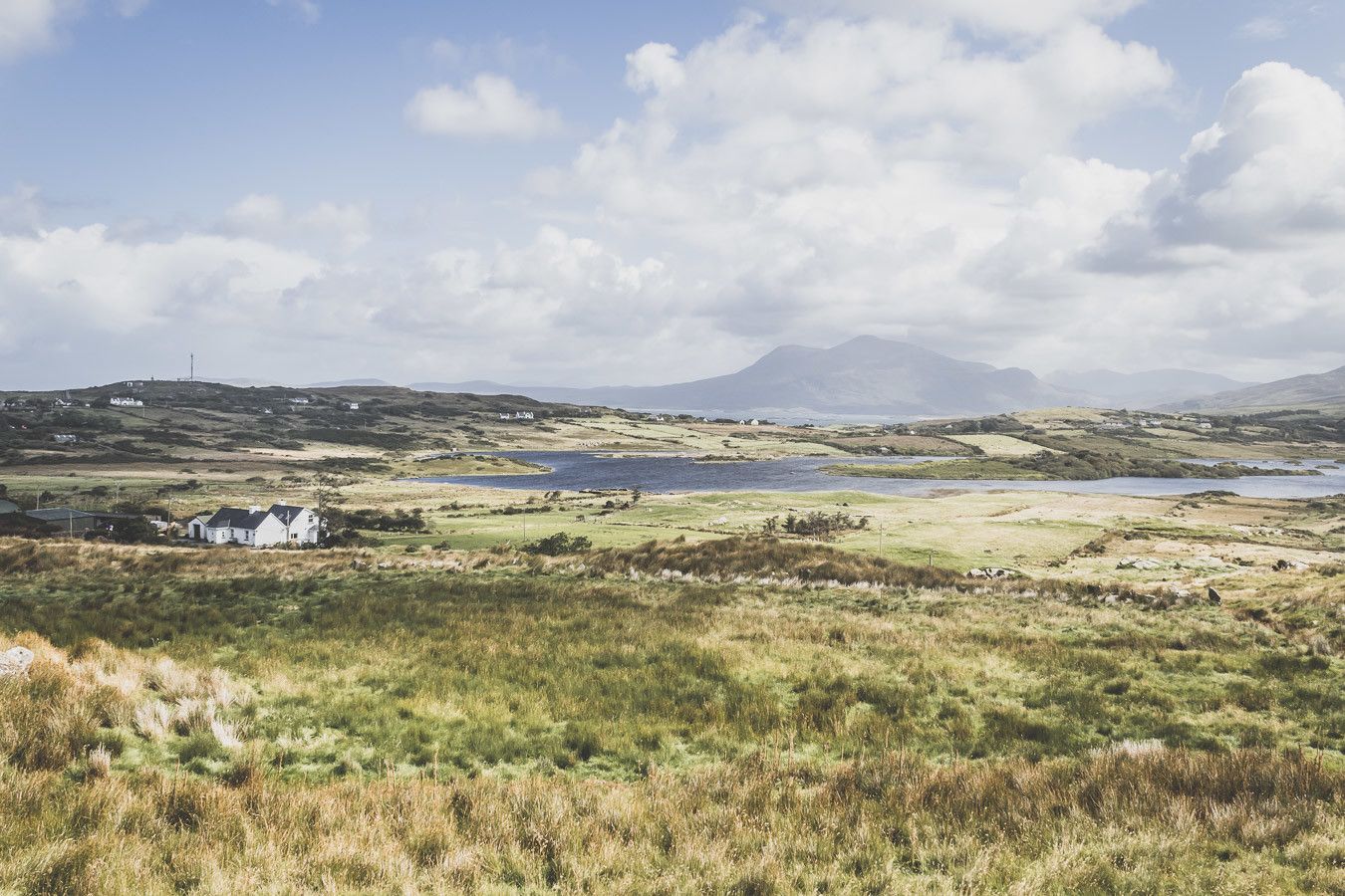 lacs et verdure en irlande - petite maison blanche