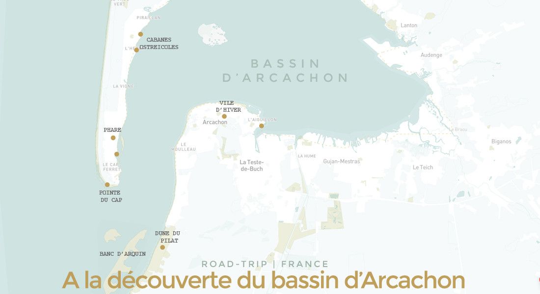 Carte bassin d'Arcachon, Cap Ferret et Dune du Pilat: lieux d'intérêts et site touristiques