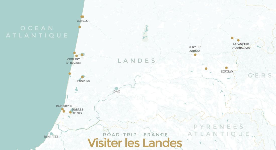 Carte des Landes, lieux d’intérêts et sites touristiques