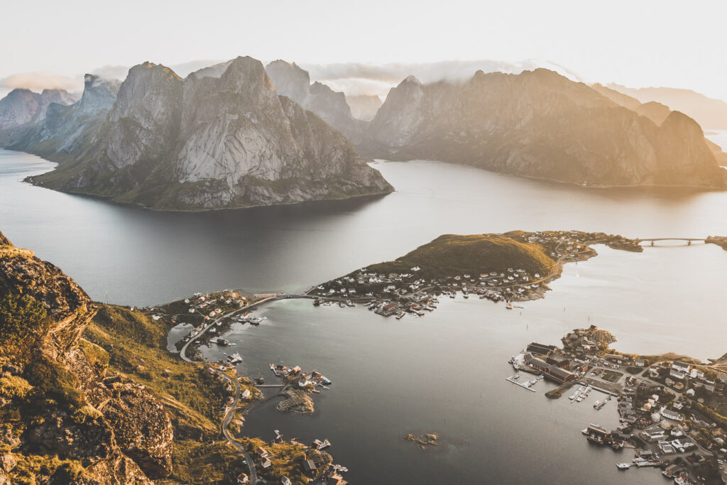 Vue sur Reine en Norvège