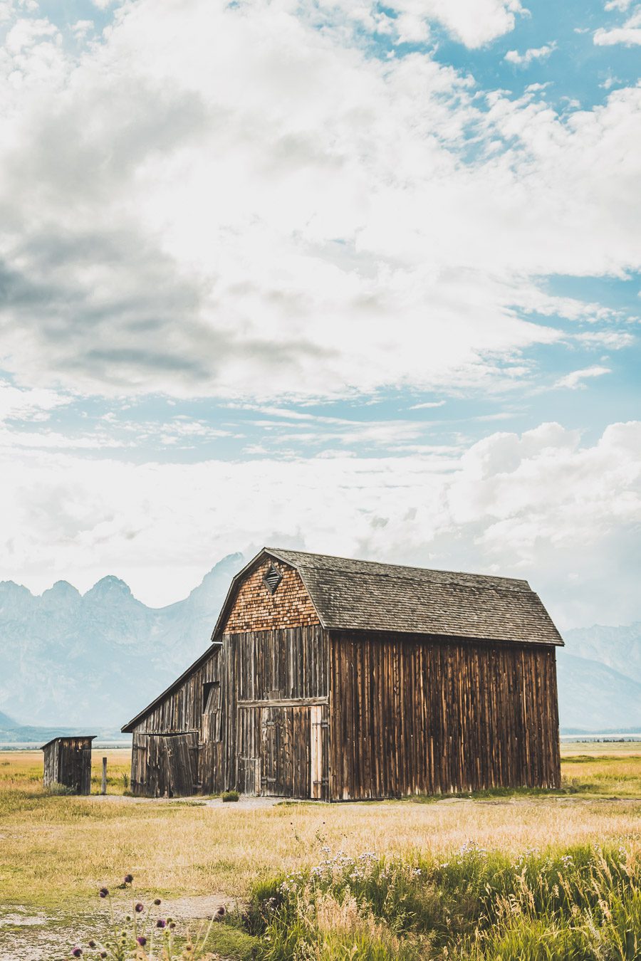 La chaîne de montagnes du Parc National de Grand Teton s'élève brusquement des collines et des vallées de la magnifique vallée de Jackson Hole. Avec des paysages à couper le souffle et certaines des randonnées les plus diverses et les plus difficiles du pays, le Grand Teton est l'une des chaînes de montagnes les plus pittoresques et les plus impressionnantes des États-Unis. Grand Teton est la destination idéale pour les aventuriers lors d'un road trip dans l'ouest américain.